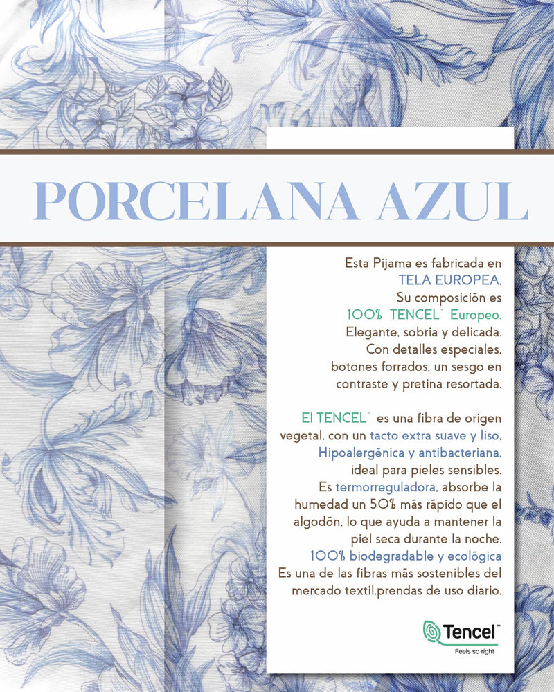 Pijama Camisera Porcelana Azul