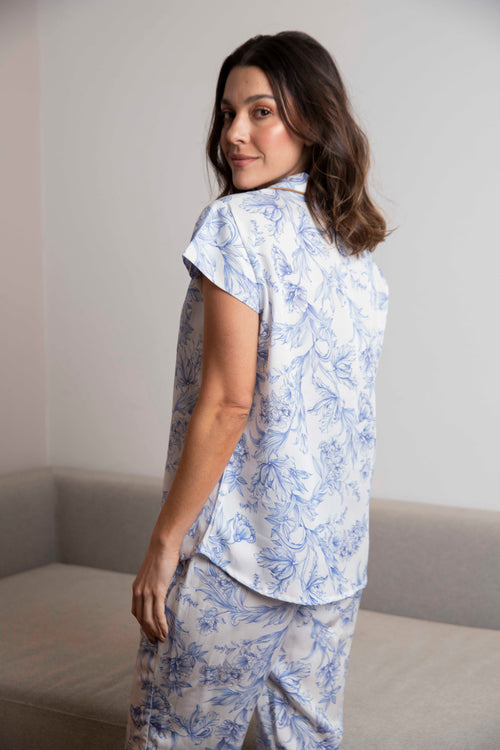 Pijama Camisera Porcelana Azul